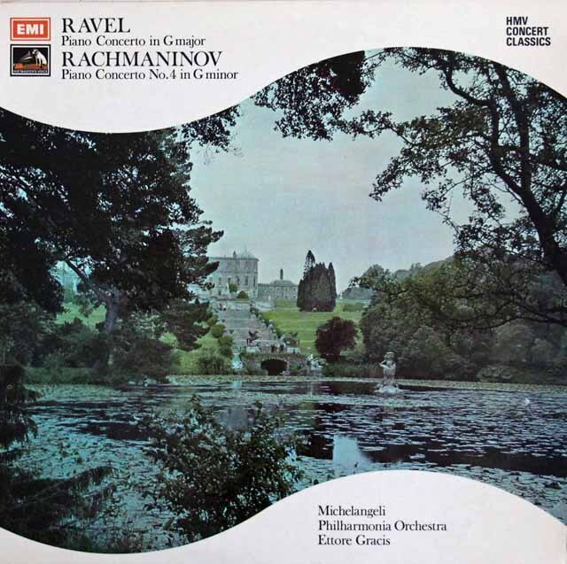 ミケランジェリ&グラチスのラフマニノフ&ラヴェル/ピアノ協奏曲集　英EMI　3307　LP レコード