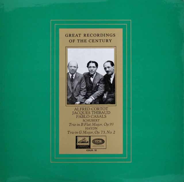 コルトー、ティボー&カザルスのシューベルト&ハイドン/ピアノ三重奏曲集　英EMI　3309　LP レコード