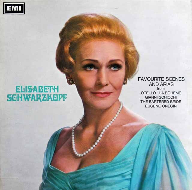 シュヴァルツコップのプッチーニ、ヴェルディ、スメタナ、チャイコフスキー/オペラ・アリア集　英EMI　3694　LP レコード
