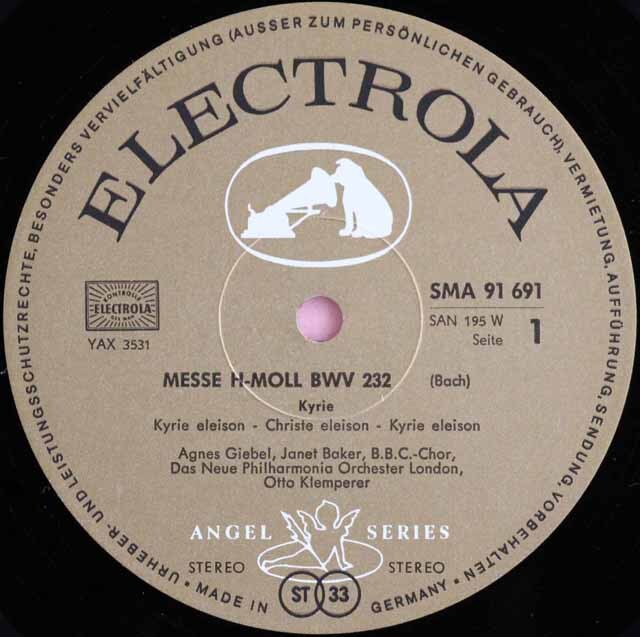 LP レコード クレンペラーのバッハ/ミサ曲ロ短調 独EMI 3309
