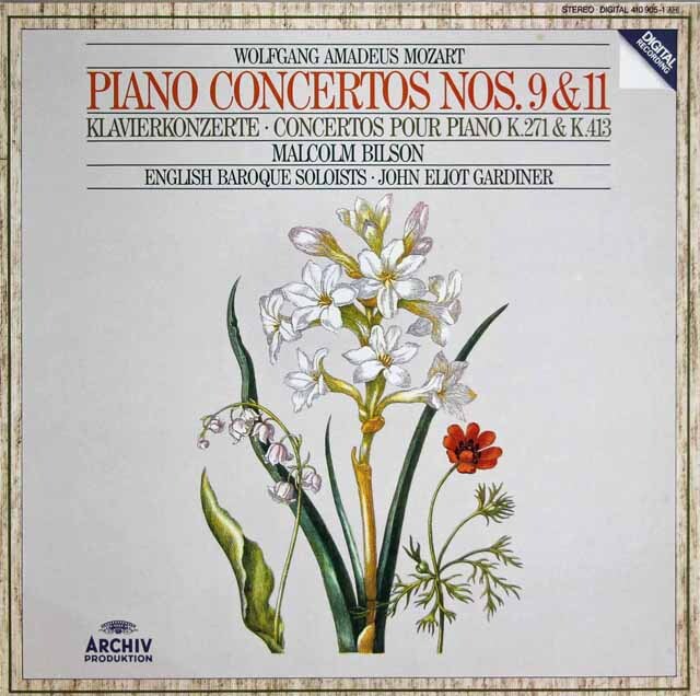 ビルソン、ガーディナーのモーツァルト/ピアノ協奏曲第9、11番　独ARCHIV　3693　LP レコード
