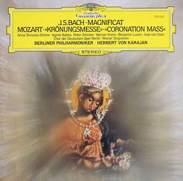 カラヤンのバッハ、モーツァルト/「マニフィカト」、「戴冠式ミサ」　独DGG　3693　LP レコード