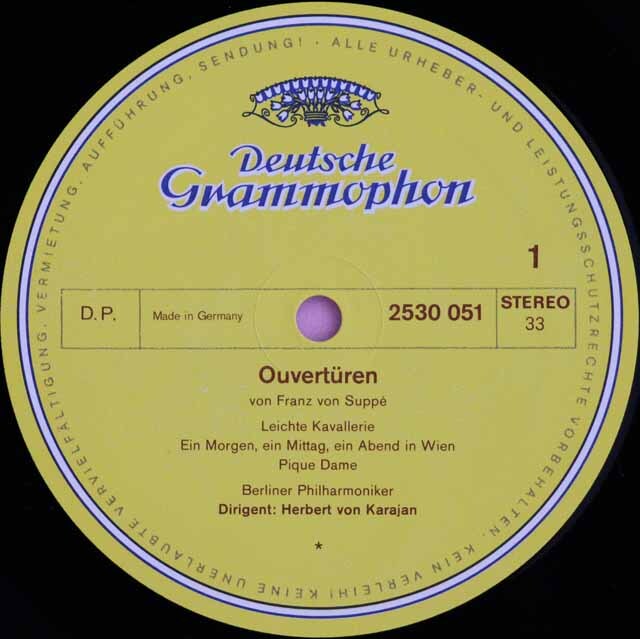LP レコード カラヤンのスッペ/序曲集 独DGG 3692