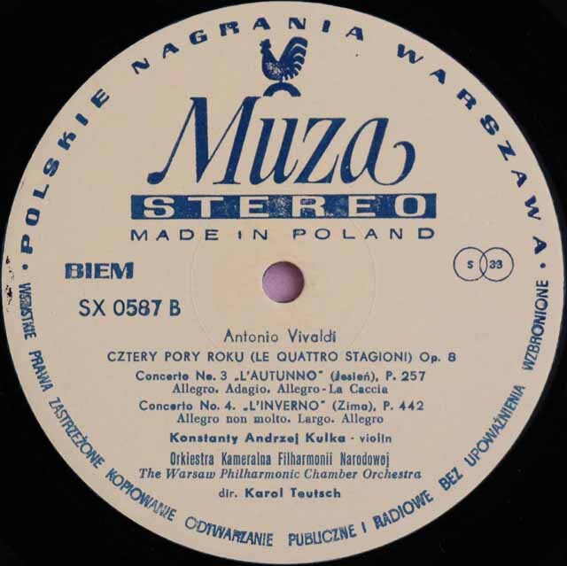 LP レコード クルカのヴィヴァルディ/「四季」 ポーランドMUZA 3320