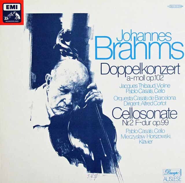 コルトー、ティボー、カザルスのブラームス/ヴァイオリンとチェロのための二重協奏曲ほか　独EMI　3691　LP レコード