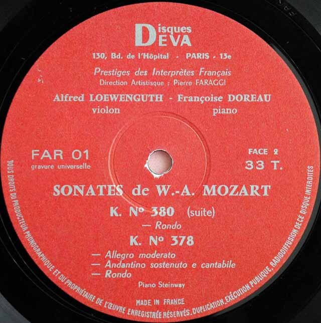 LP レコード ドロー、レーヴェングートのモーツァルト/ヴァイオリン