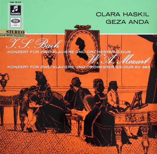 ハスキル&アンダのバッハ&モーツァルト/2台のピアノのための協奏曲　独Columbia　3323　LP レコード