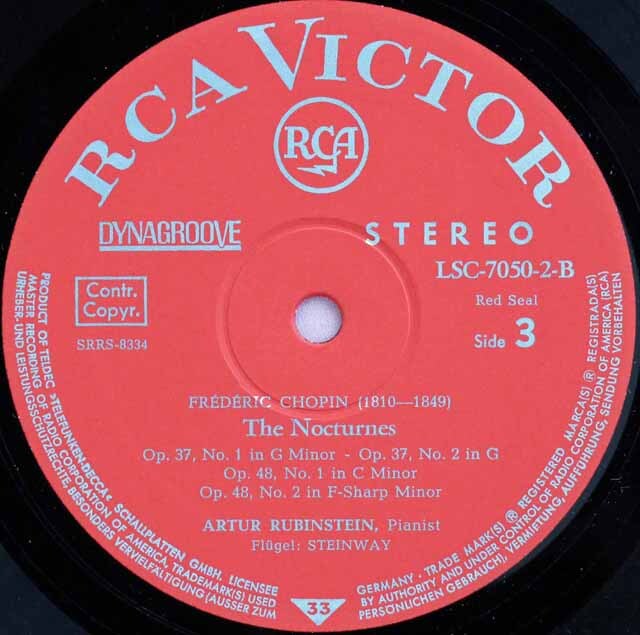 LP レコード ルービンシュタインのショパン/ノクターン集 独RCA 3324