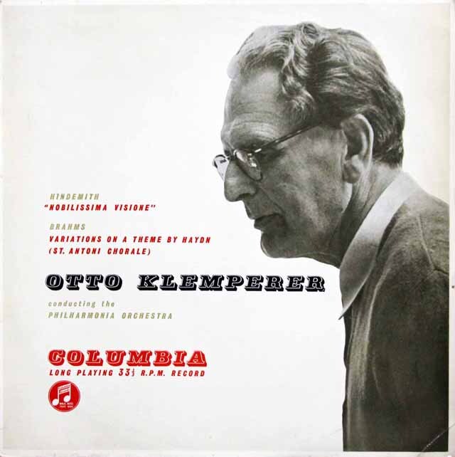 【オリジナル盤】　クレンペラーのヒンデミット/組曲「気高い幻想」ほか　英Columbia　3324　LP レコード