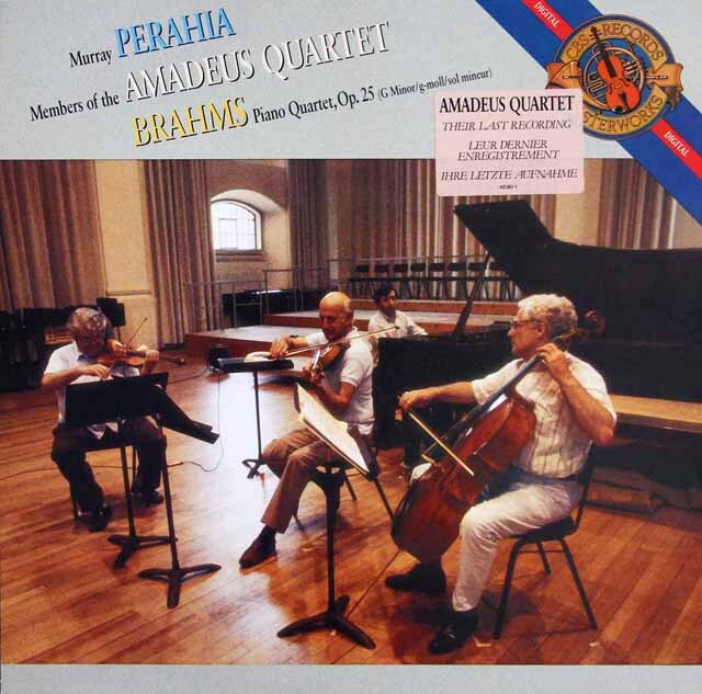 ペライア、アマデウス四重奏団のブラームス/ピアノ四重奏曲第1番　蘭CBS　3690　LP レコード