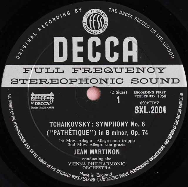 LP レコード マルティノンのチャイコフスキー/交響曲第6番「悲愴」 英  