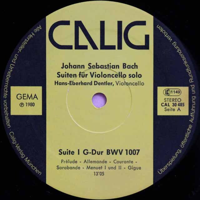 LP レコード デントラーのバッハ/無伴奏チェロ組曲第1、3番 独