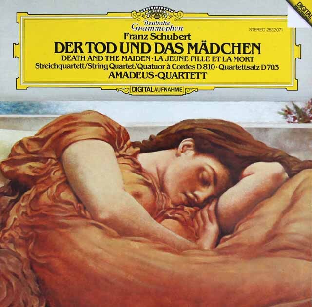 アマデウス四重奏団のシューベルト/弦楽四重奏曲「死と乙女」ほか　独DGG　3688　LP レコード