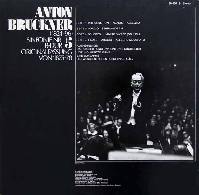 LP レコード ヴァントのブルックナー/交響曲第5番 独HM 3799