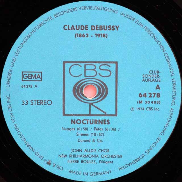 【tomorrow land】ブーレーズ／ドビュッシー、他４点 LP レコード ブーレーズのドビュッシー/「夜想曲」ほか 独CBS 3799