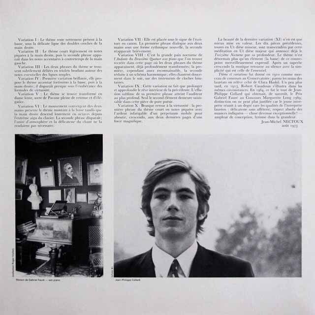 フォーレ 夜想曲集　ジャン＝フィリップ・コラール　LPレコード LP レコード コラールのフォーレ/夜想曲集ほか 仏EMI（VSM） 3799