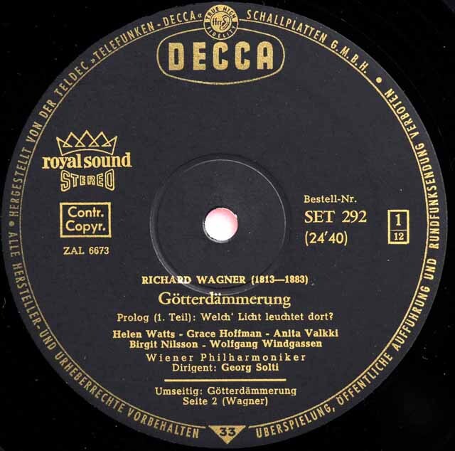 LP レコード ショルティのワーグナー/「神々の黄昏」 独DECCA 3333