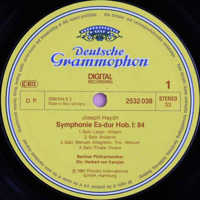 LP レコード カラヤンのハイドン/交響曲第85番「王妃」、第84番 独DGG 3798
