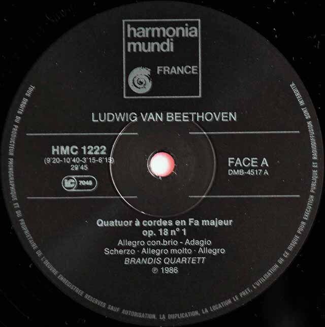 LP レコード ブランディス四重奏団のベートーヴェン/弦楽四重奏曲第1