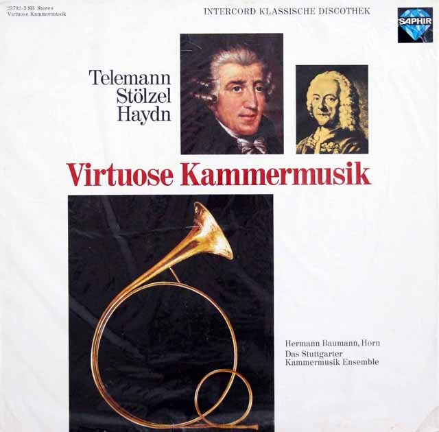 バウマン、シュトゥットガルト室内管のテレマン、ハイドン、シュテルツェル/室内楽曲集　独SAPHIR　3798　LP レコード