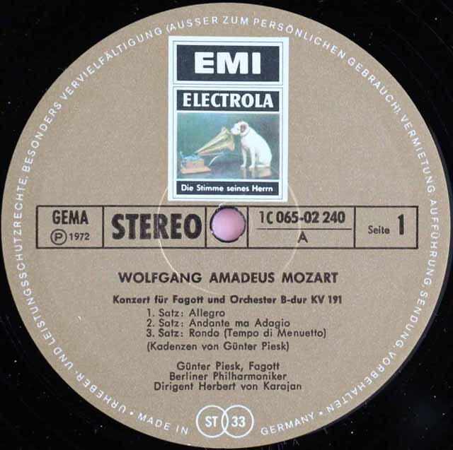 LP レコード オリジナル盤 コッホ&カラヤンらのモーツァルト/オーボエ