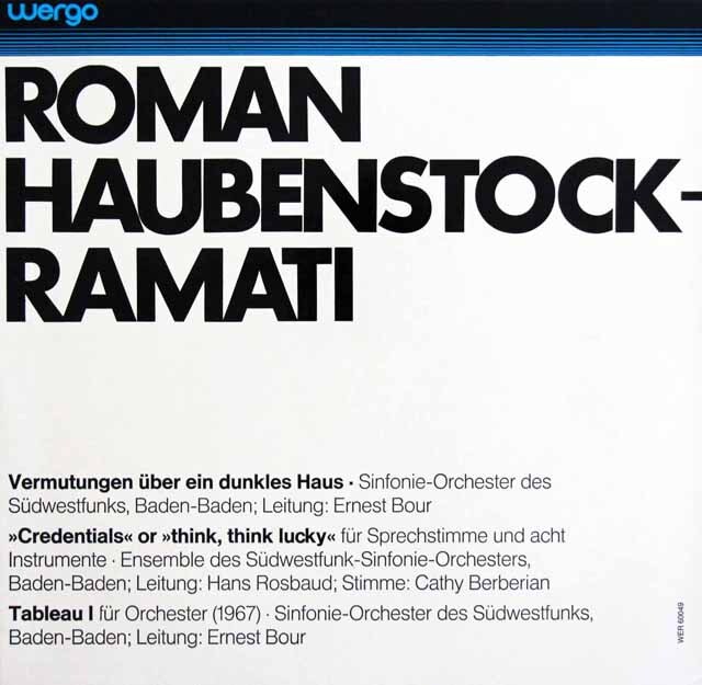 ブールらのハウベンシュトック＝ラマティ/作品集　独WERGO　3797　LP レコード