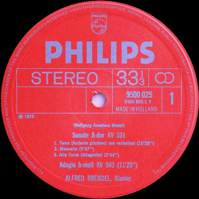 ブレンデルのモーツァルト/ピアノソナタ「トルコ行進曲つき」ほか 蘭PHILIPS 3797 LP レコード