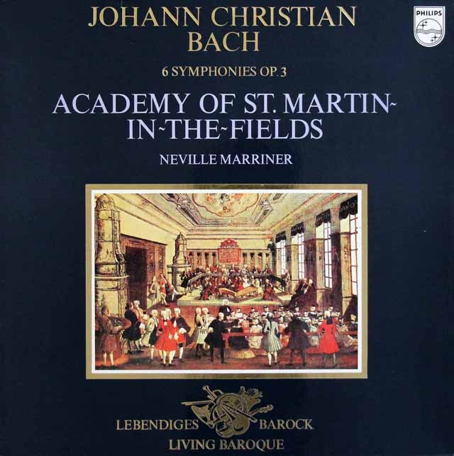 マリナー、アカデミー室内管のJ.C.バッハ/6つの交響曲 作品3　蘭PHILIPS　3797　LP レコード