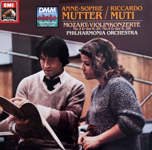 ムター、ムーティのモーツァルト/ヴァイオリン協奏曲第2、4番　独EMI　3796　LP レコード