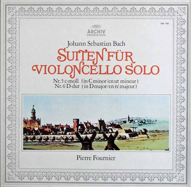 フルニエのバッハ/無伴奏チェロ組曲第5、6番　独ARCHIV　3795　LP レコード
