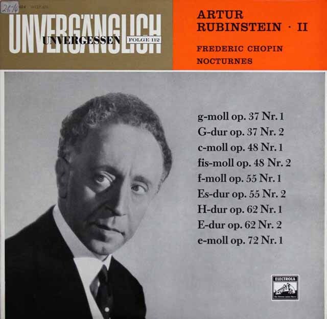 ルービンシュタインのショパン/ノクターン第11~19番　独ELECTROLA　3402　LP レコード