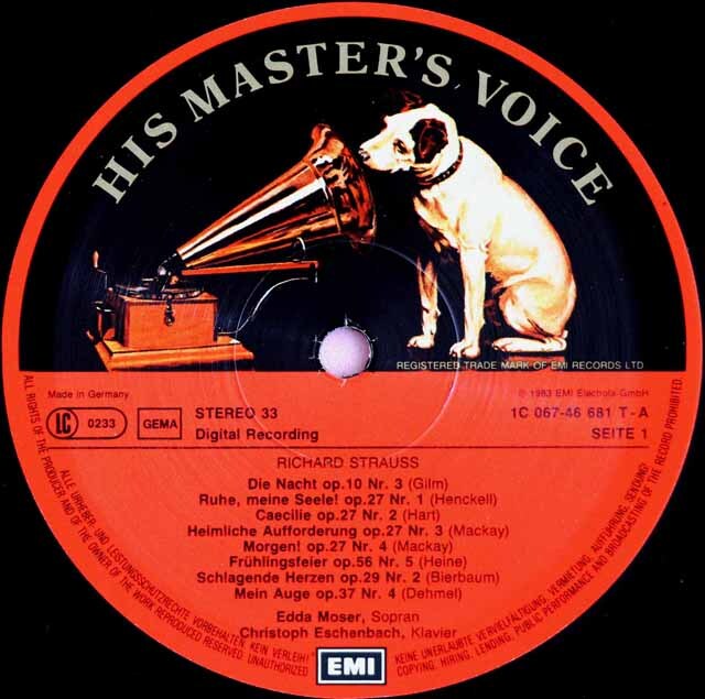 LP レコード モーザー、エッシェンバッハのR.シュトラウス、ブラームス/歌曲集 独EMI 3402