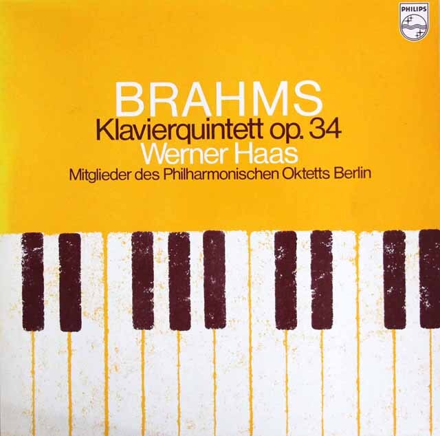 ハース、ベルリン・フィル八重奏団のメンバーのブラームス/ピアノ五重奏曲ヘ短調　蘭PHILIPS　3402　LP レコード