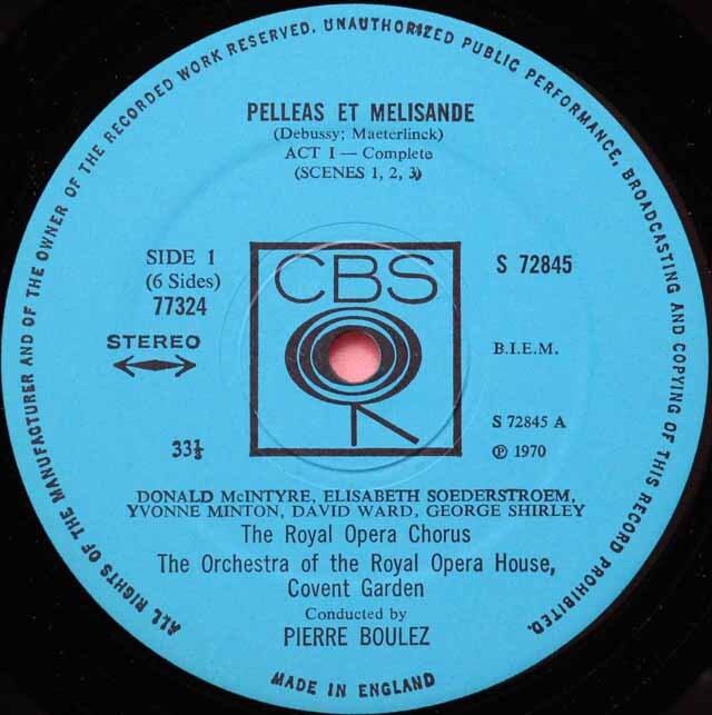 ブーレーズのドビュッシー/「ペレアスとメリザンド」 英CBS 3402 LP レコード