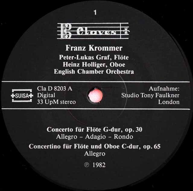 LP レコード グラーフ&ホリガーのクロンマー/フルートとオーボエ協奏曲