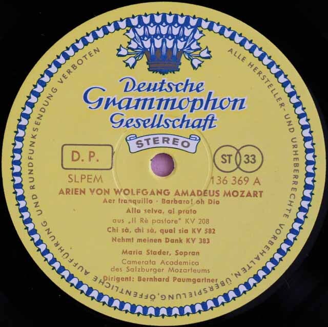 LP レコード シュターダーのシュターダーのモーツァルト/アリア集 独