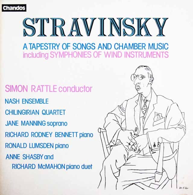 ラトルらのストラヴィンスキー/管楽器のための交響曲 ほか　英Chandos　3793　LP レコード