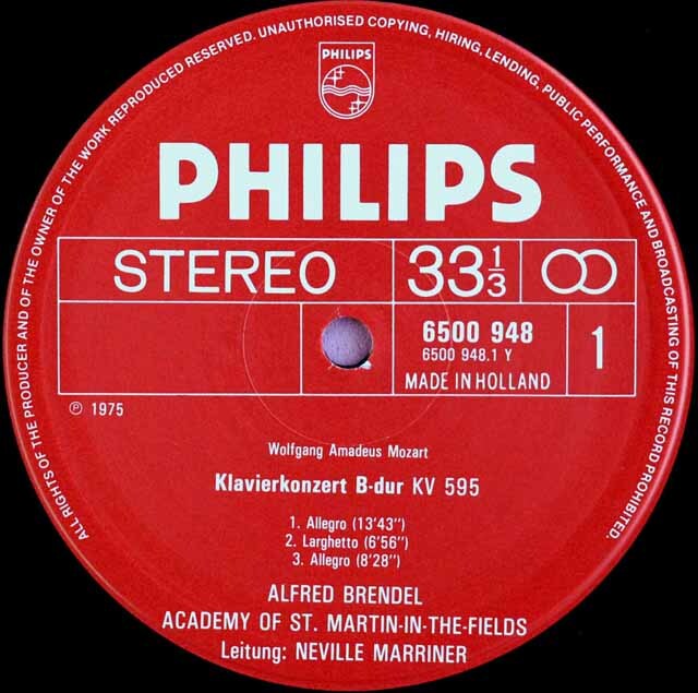 LP レコード ブレンデル、マリナーのモーツァルト/ピアノ協奏曲第27