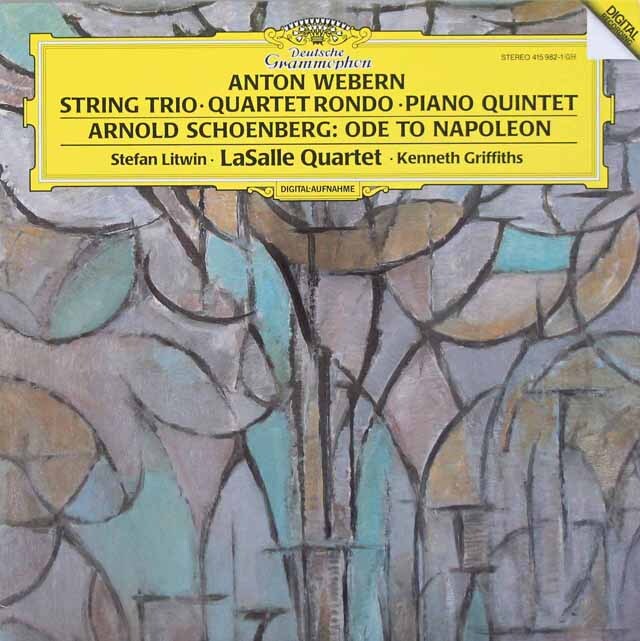 ラサール四重奏団のヴェーベルン/弦楽三重奏曲ほか　独DGG　3793　LP レコード