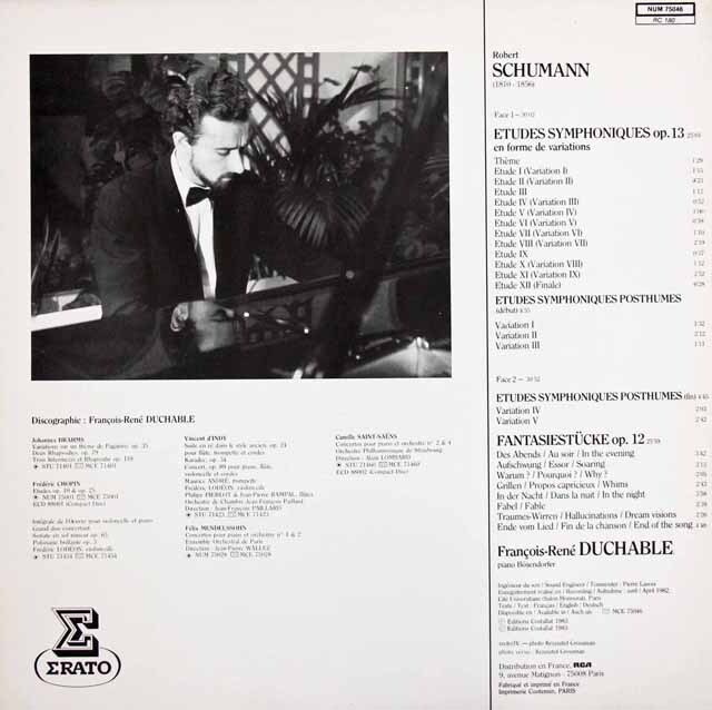 LP レコード デュシャーブルのシューマン/交響的練習曲ほか 仏