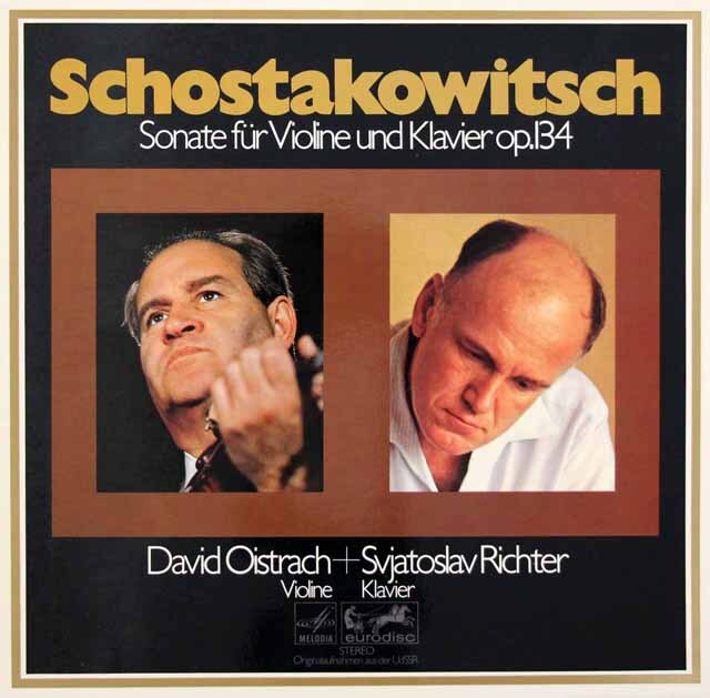 オイストラフ、リヒテルのショスタコーヴィチ/ヴァイオリン・ソナタ ト短調　独eurodisc　3409　LP レコード
