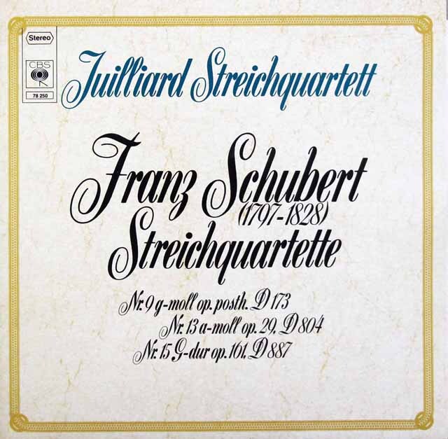 ジュリアード四重奏団のシューベルト/弦楽四重奏曲「ロザムンデ」ほか　独CBS　3898　LP レコード