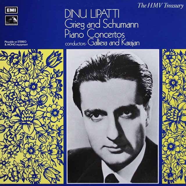 リパッティ、カラヤンらのグリーグ、シューマン/ピアノ協奏曲集　英EMI　3413　LP レコード