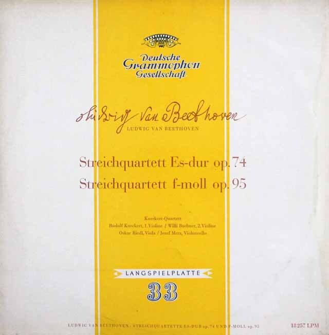 ケッケルト四重奏団のベートーヴェン/弦楽四重奏曲第10番「ハープ」、第11番「セリオーソ」　独DGG　3896　LP レコード