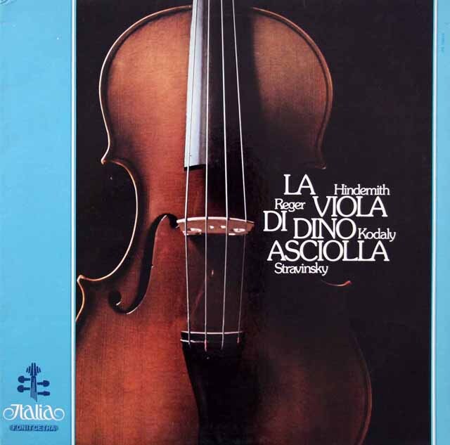 アシオラのヒンデミット、ストラヴィンスキー、コダーイ、レーガー/ヴィオラ楽曲集　伊Italia FONIT CETRA　3896　LP レコード