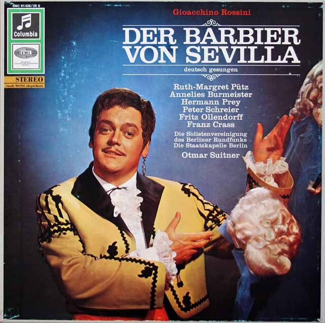 プライ、シュライアー、スウィトナーのロッシーニ/「セビリアの理髪師（独語版）」全曲　独Columbia　3419　LP レコード