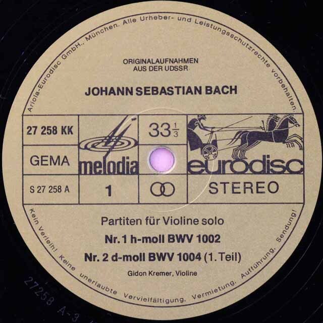 LP レコード クレーメルのバッハ/パルティータ（第1番～第3番） 独