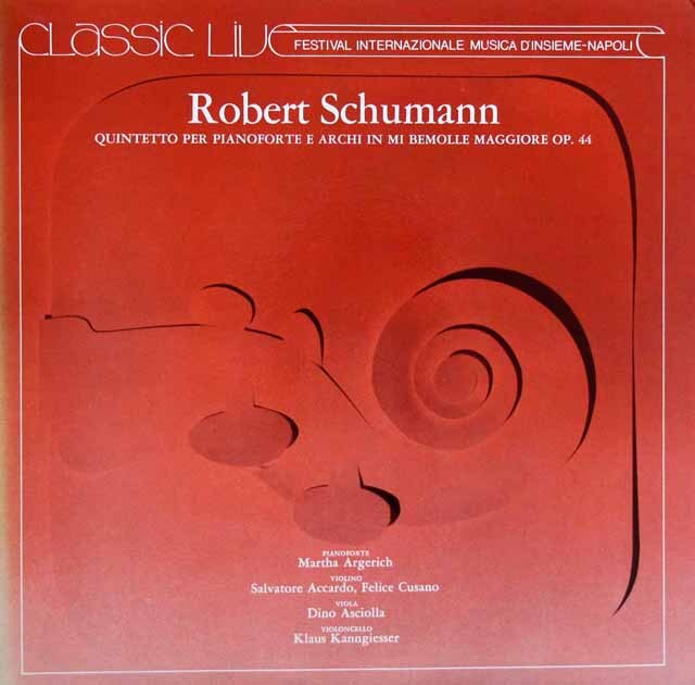 アルゲリッチ、アッカルドらのシューマン/ピアノ五重奏曲 変ホ長調　Festival Internazionale Musica d'Insieme - Napoli　伊PDU　3423　LP レコード