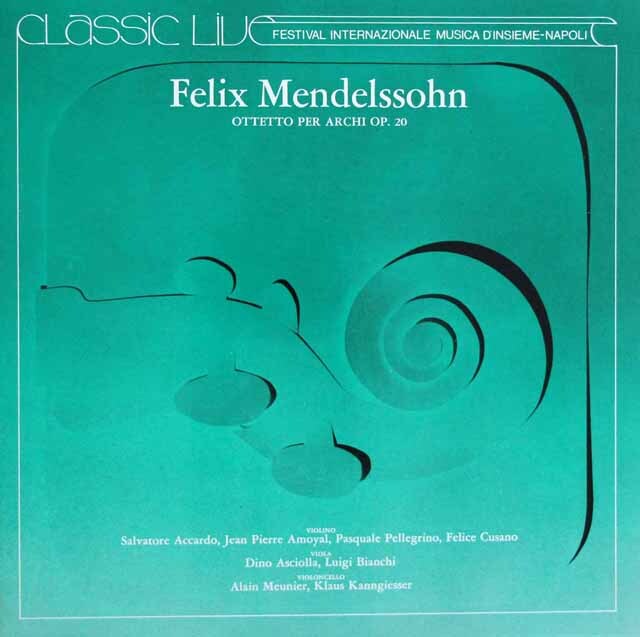 アッカルドらのメンデルスゾーン/弦楽八重奏曲 変ホ長調　Festival Internazionale Musica d'Insieme - Napoli　伊PDU　3423　LP レコード