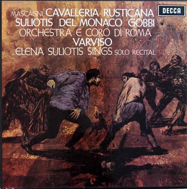 スリオティス、デル=モナコ、ゴッピらのマスカーニ/「カヴァレリア・ルスティカーナ」全曲ほか　英DECCA　3423　LP レコード